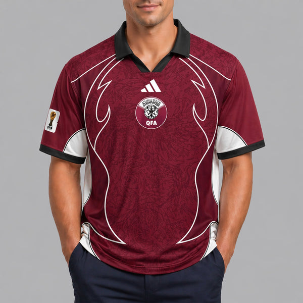 Qatar World Cup 2026 Collar Soccer Jersey PVT01