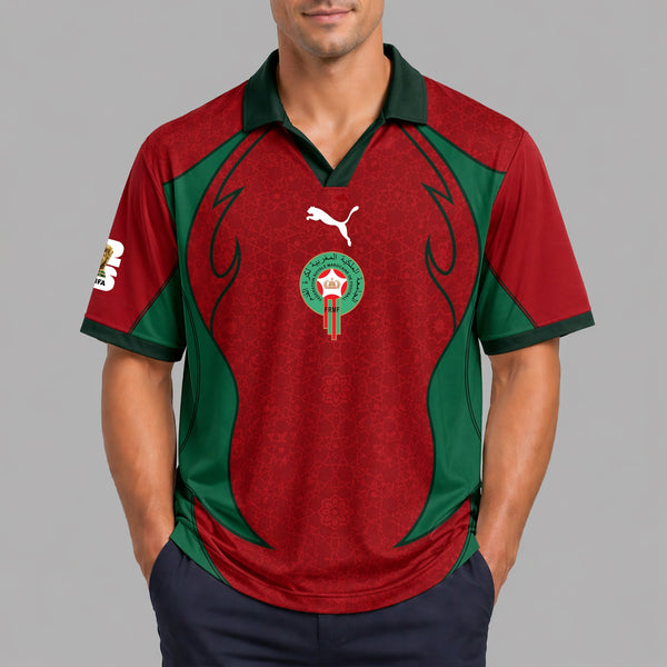 Morocco World Cup 2026 Collar Soccer Jersey PVT01