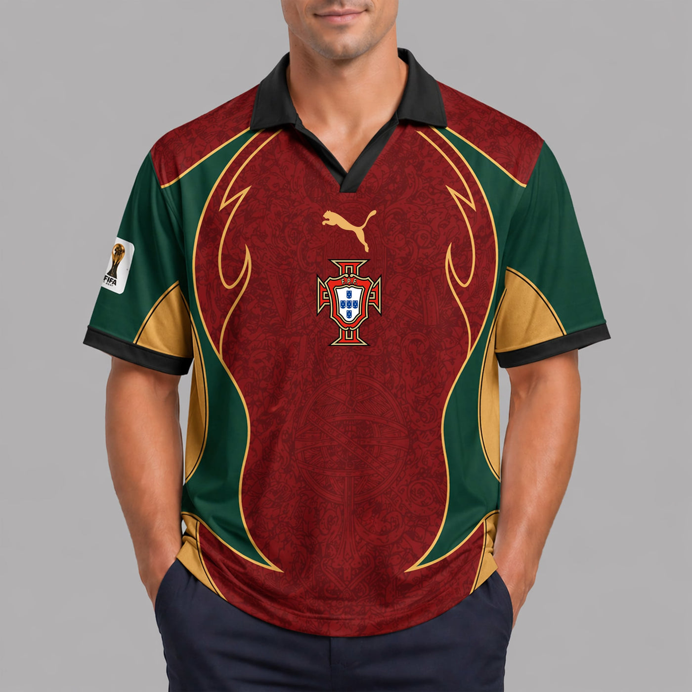 Portugal World Cup 2026 Collar Soccer Jersey PVT01