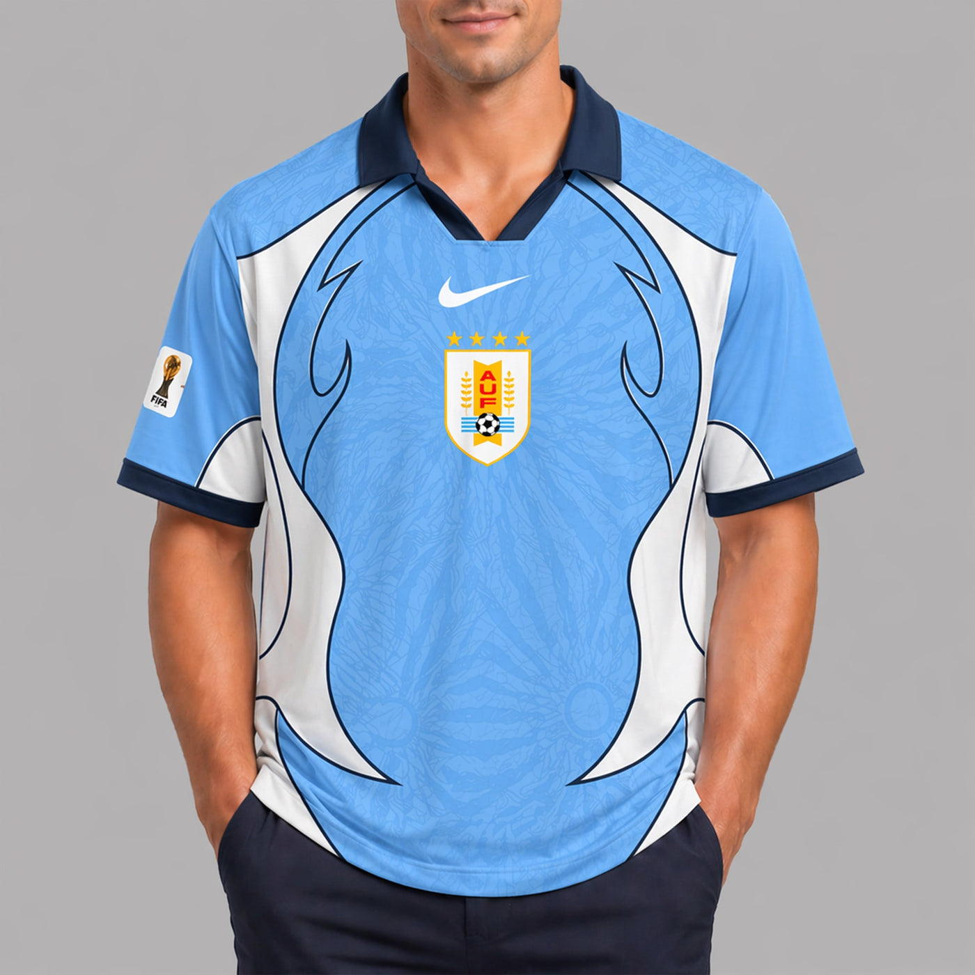 Uruguay World Cup 2026 Collar Soccer Jersey PVT01