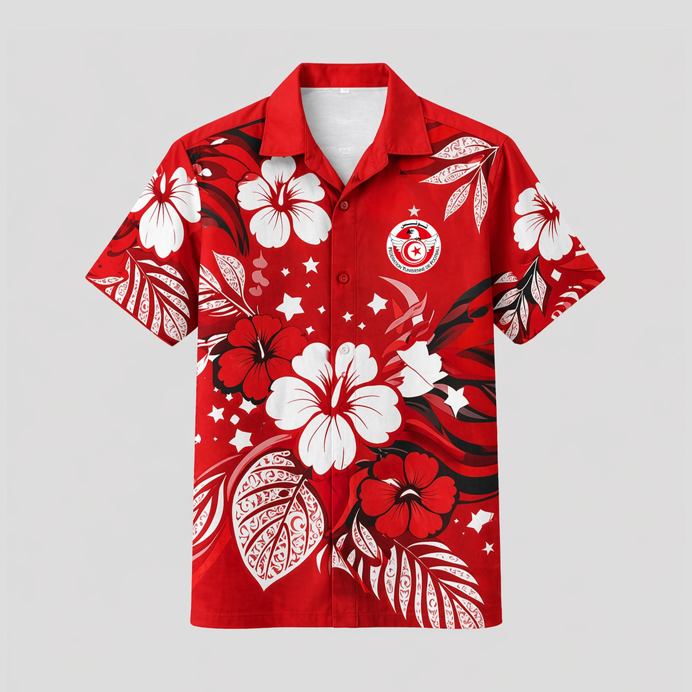Tunisia World Cup 2026 Floral Hawaiian Shirt PVT02