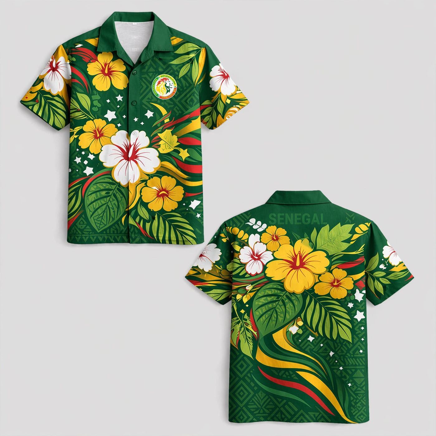 Senegal World Cup 2026 Floral Hawaiian Shirt PVT02