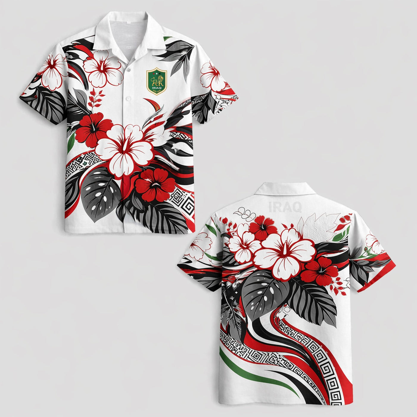 Iraq World Cup 2026 Floral Hawaiian Shirt PVT02