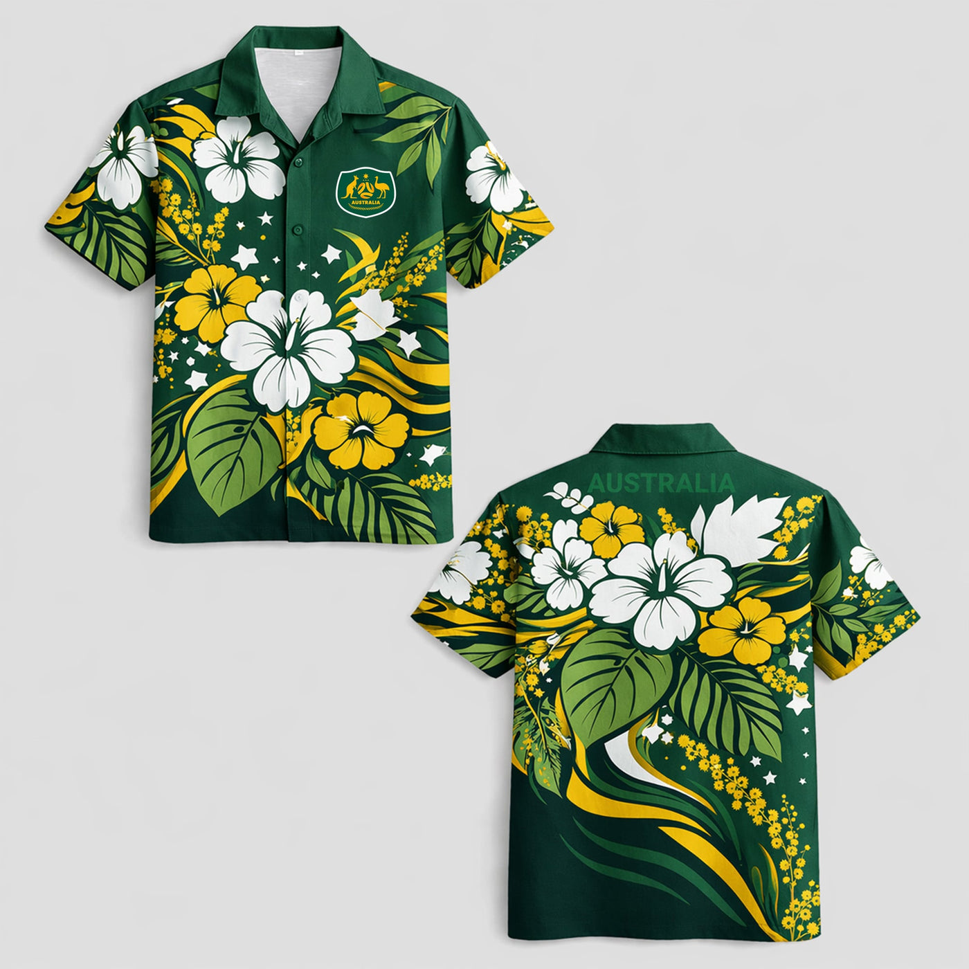 Australia World Cup 2026 Floral Hawaiian Shirt PVT02