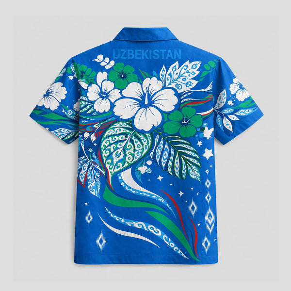 Uzbekistan World Cup 2026 Floral Hawaiian Shirt PVT02