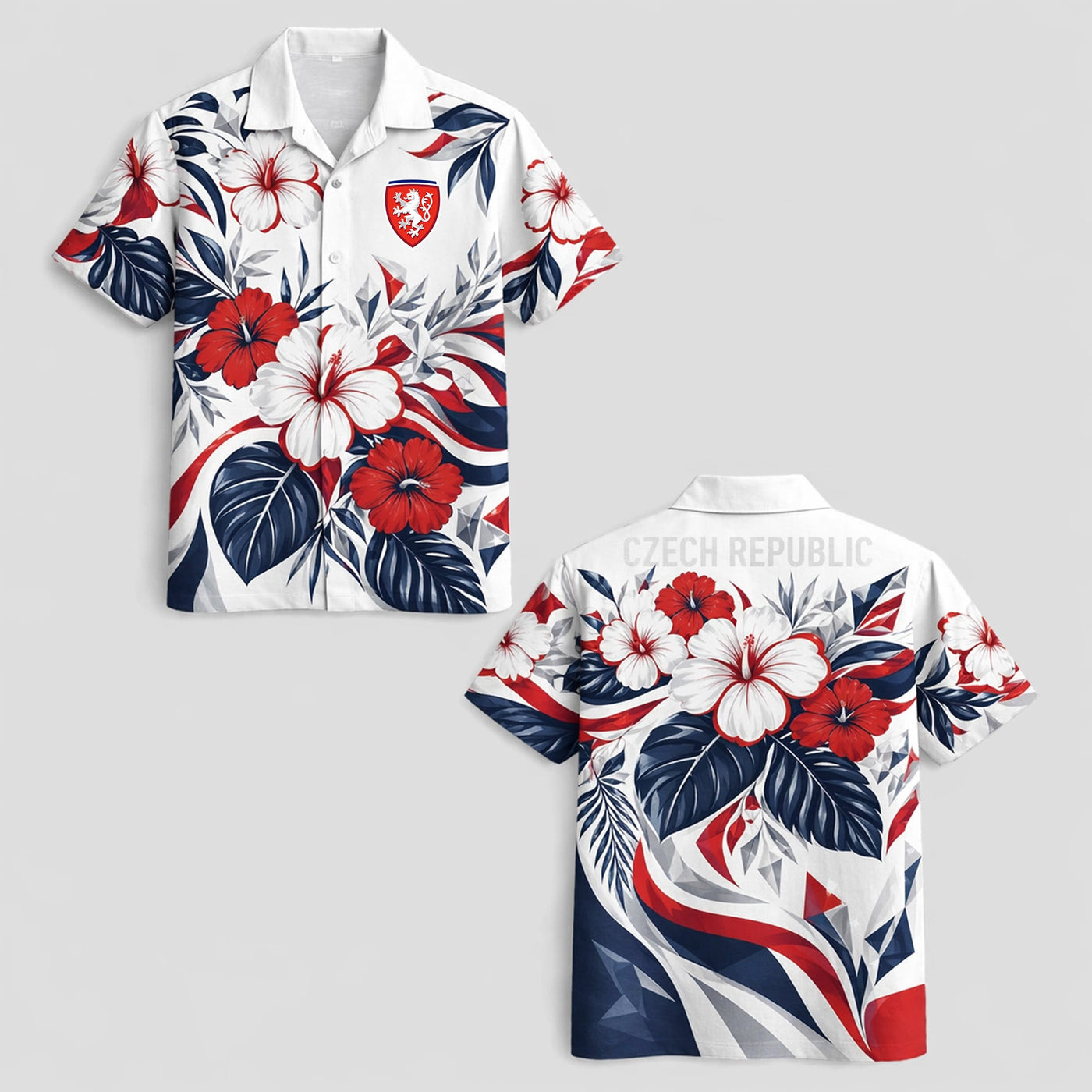 Czech Republic World Cup 2026 Floral Hawaiian Shirt PVT02