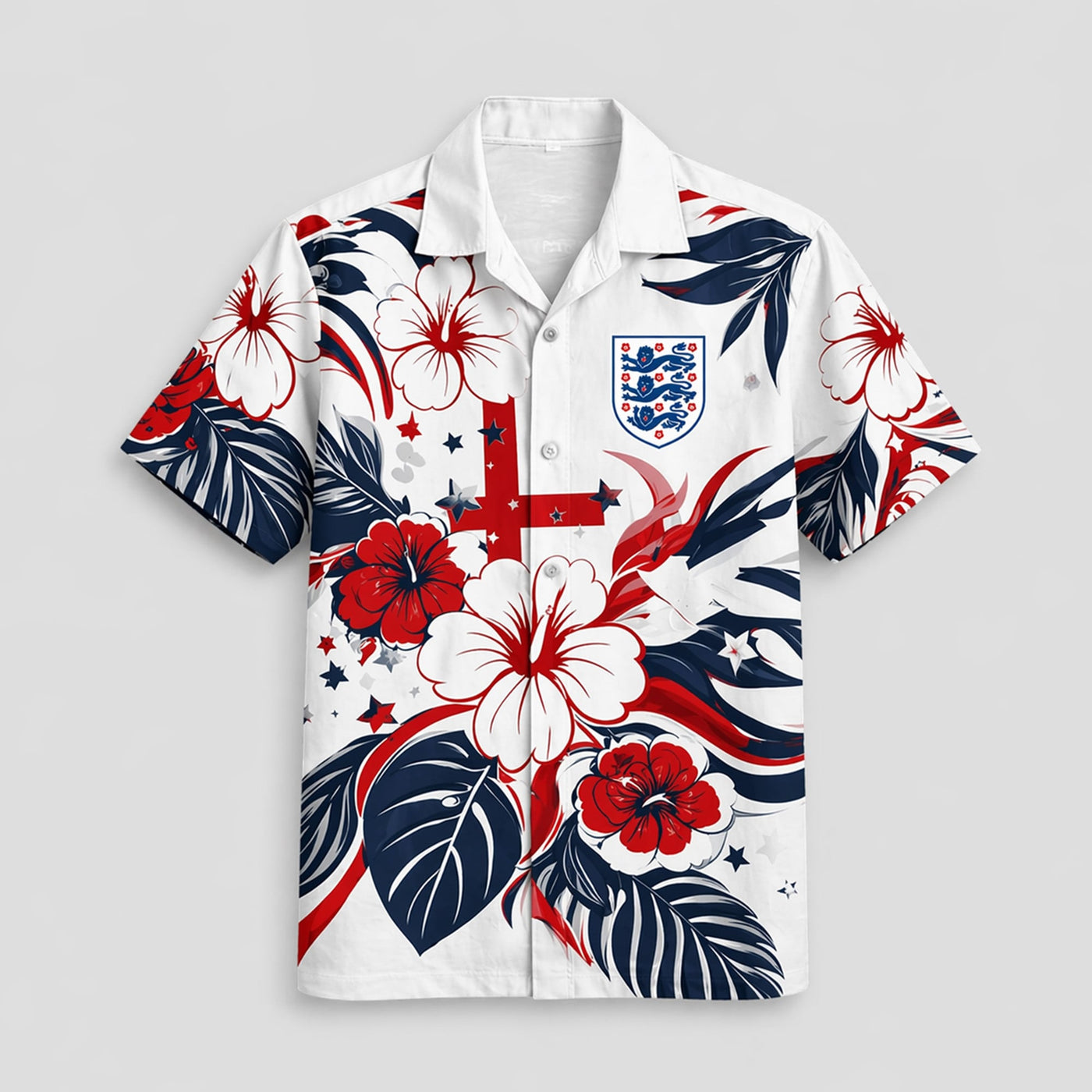 England World Cup 2026 Floral Hawaiian Shirt PVT02