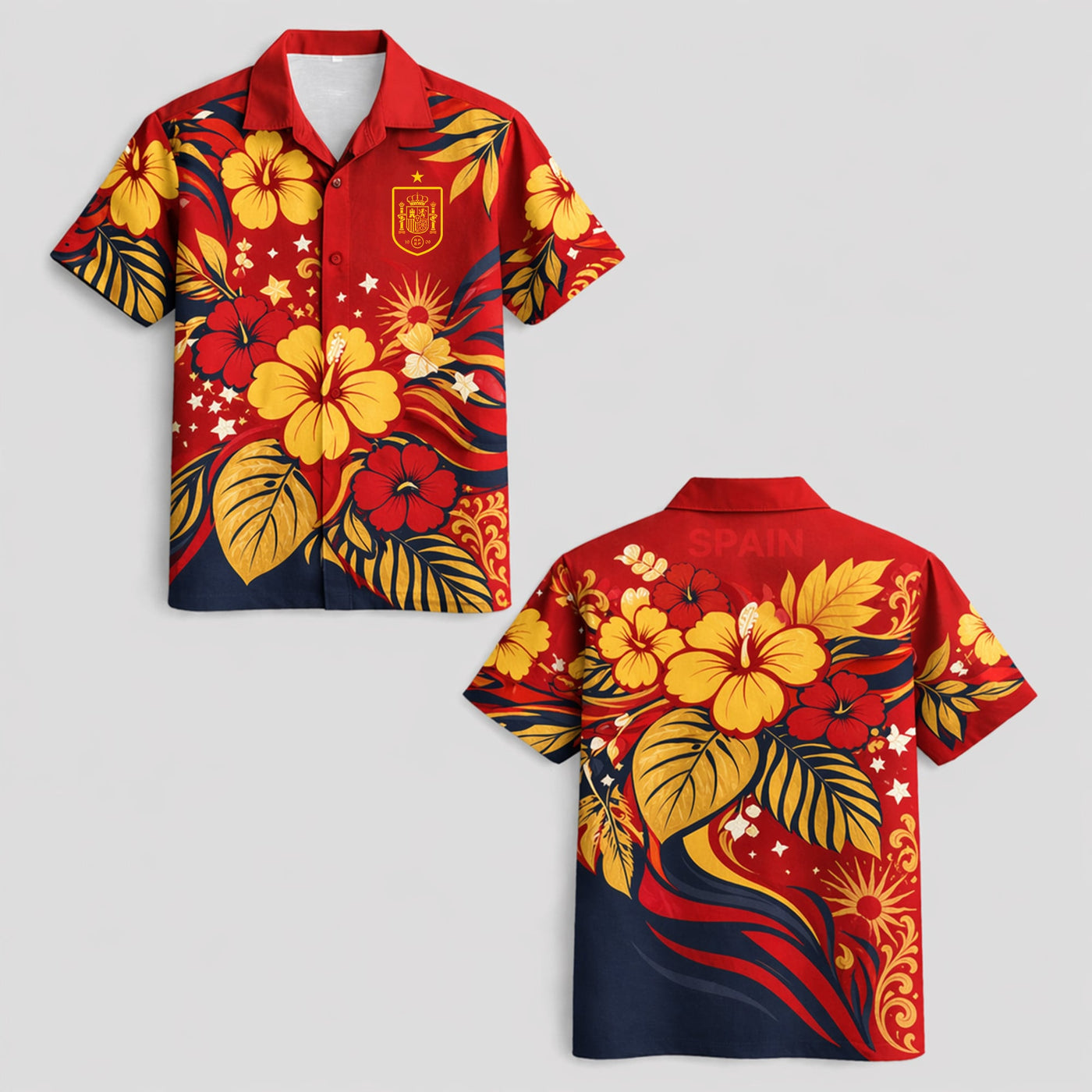 Spain World Cup 2026 Floral Hawaiian Shirt PVT02