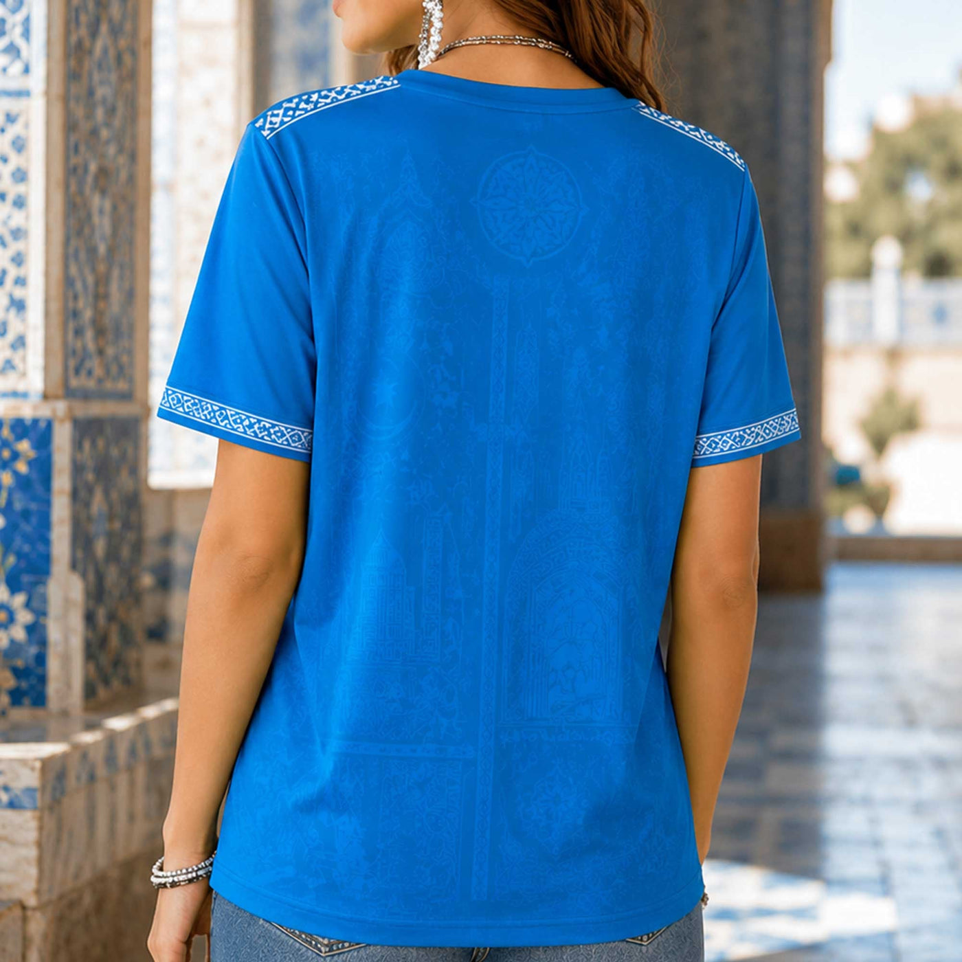Uzbekistan World Cup 2026 Heritage Women V-neck Shirt