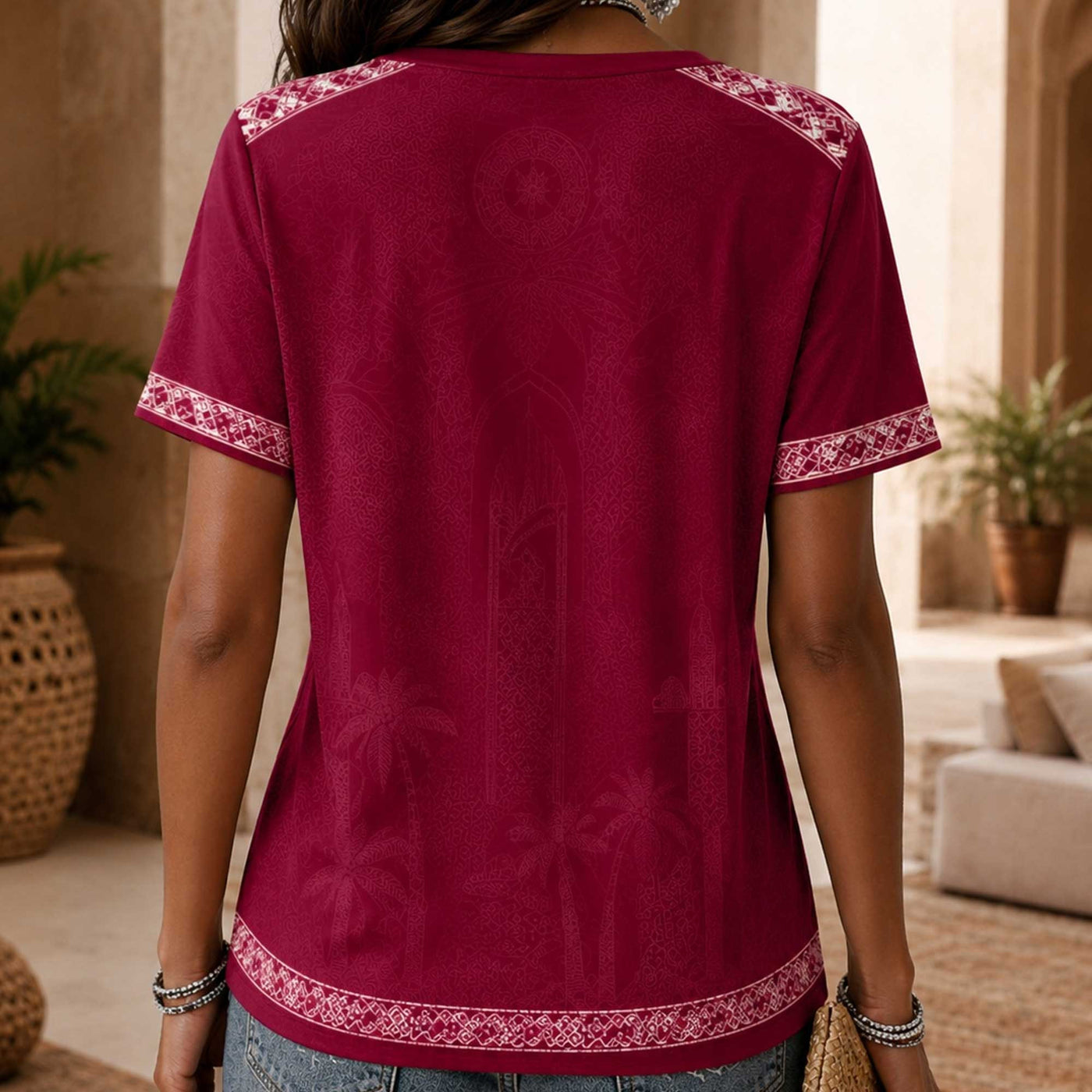 Qatar World Cup 2026 Heritage Women V-neck Shirt