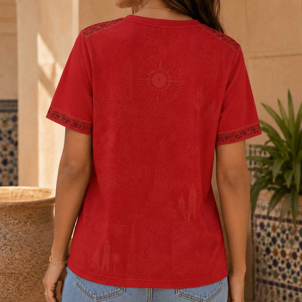 Morocco World Cup 2026 Heritage Women V-neck Shirt