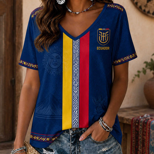 Ecuador World Cup 2026 Heritage Women V-neck Shirt