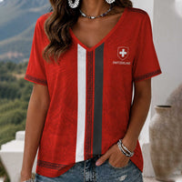 Switzerland World Cup 2026 Heritage Women V-neck Shirt