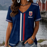 Norway World Cup 2026 Heritage Women V-neck Shirt