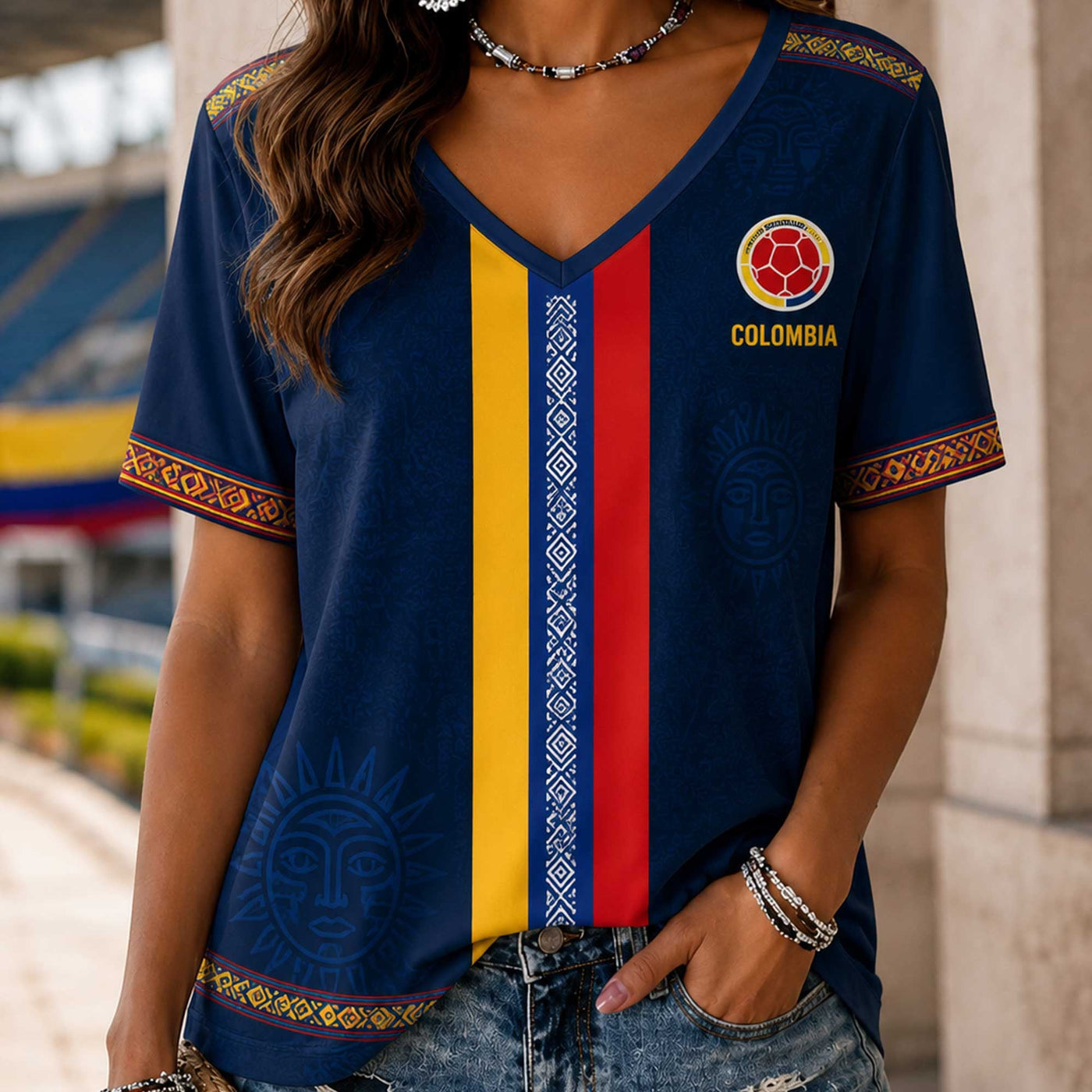 Colombia World Cup 2026 Heritage Women V-neck Shirt