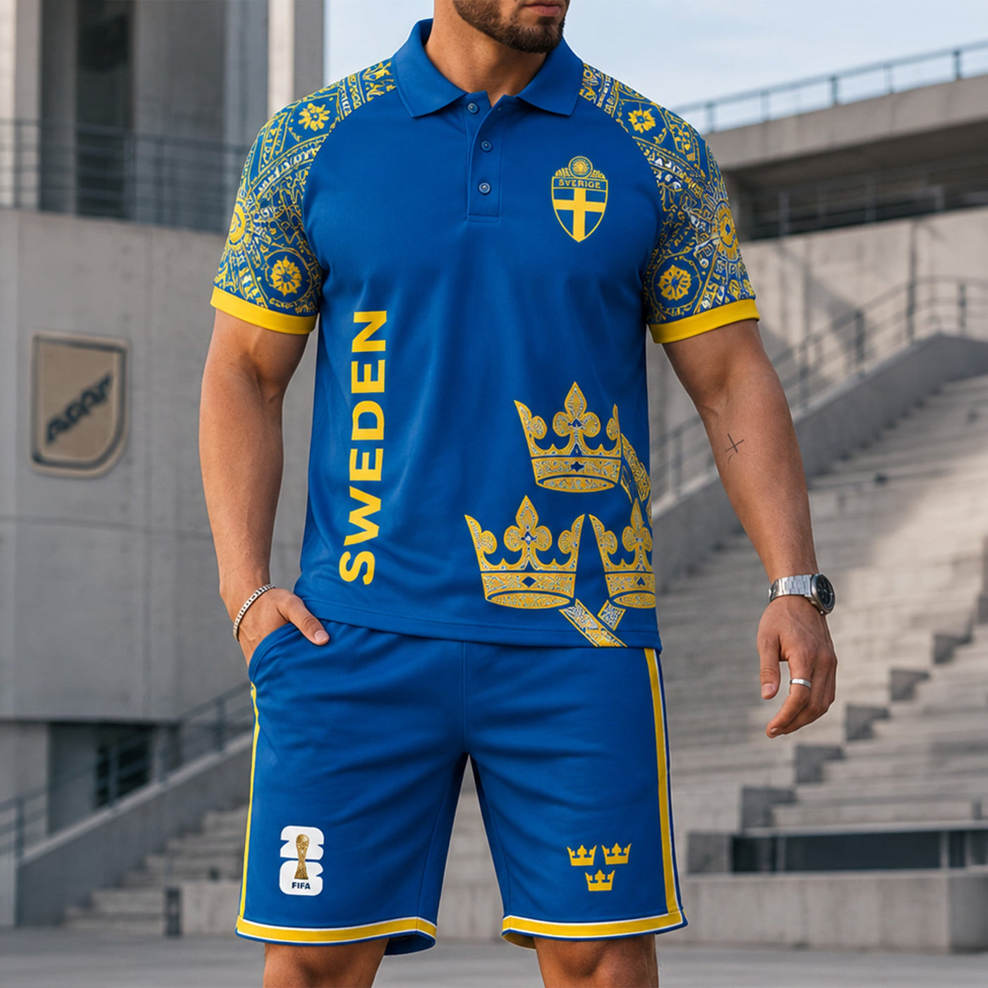 Sweden World Cup 2026 Polo Short Set PVT015