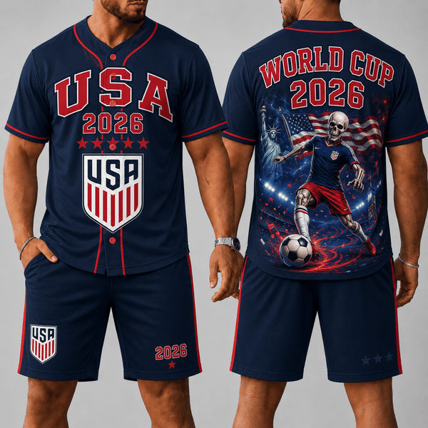 United States WC 26 Skull Jersey Shorts Set