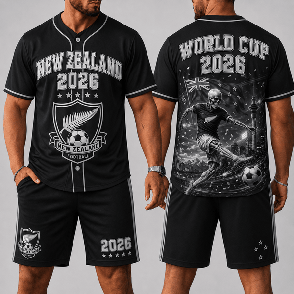 New Zealand WC 26 Skull Jersey Shorts Set