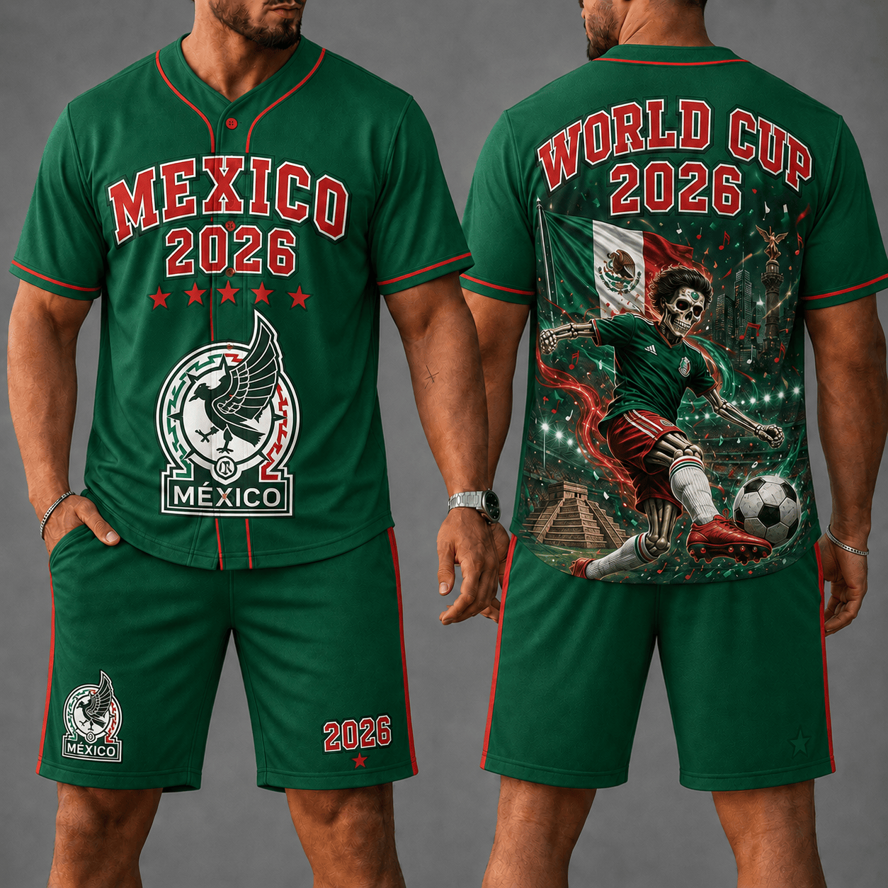 Mexico WC 26 Skull Jersey Shorts Set