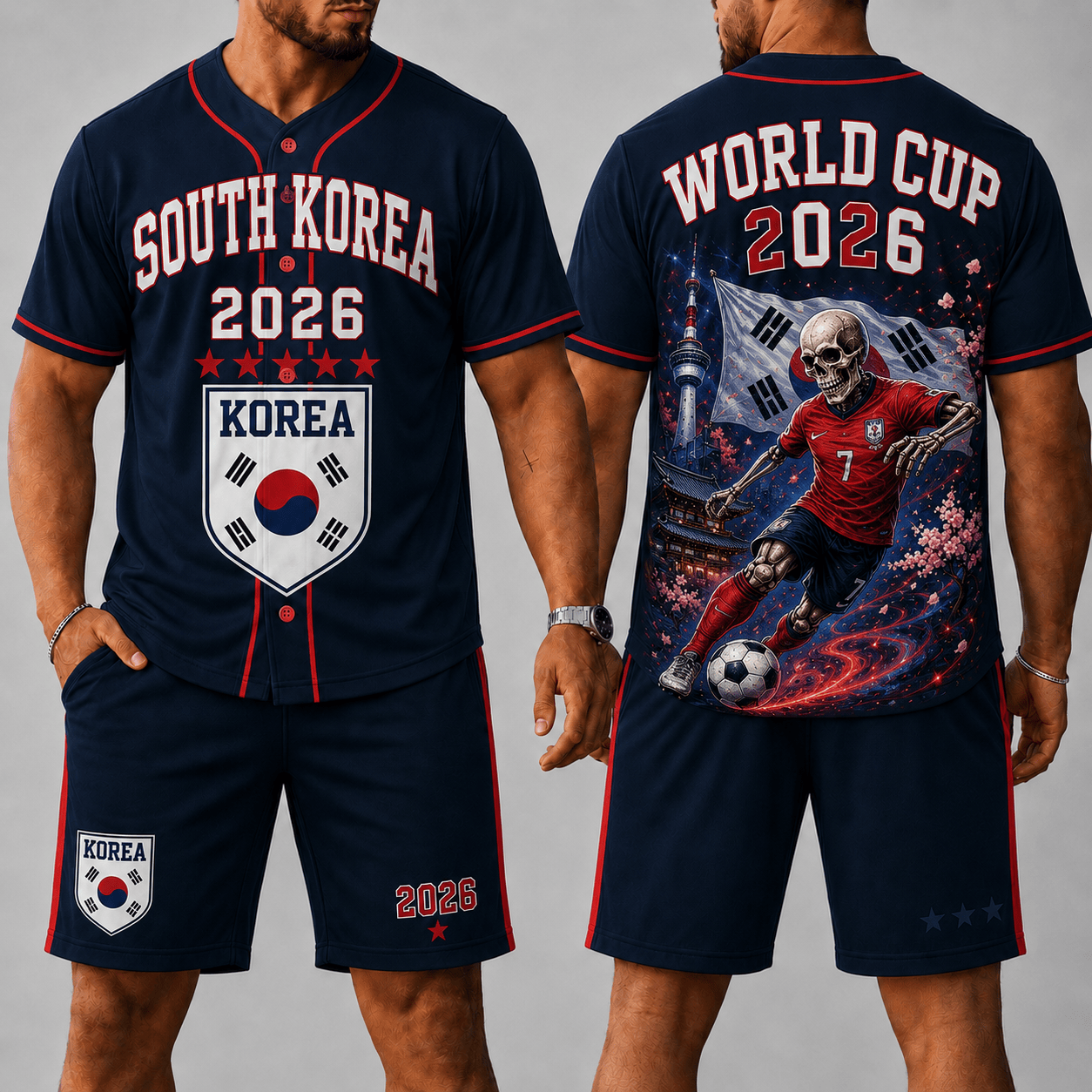 South Korea WC 26 Skull Jersey Shorts Set