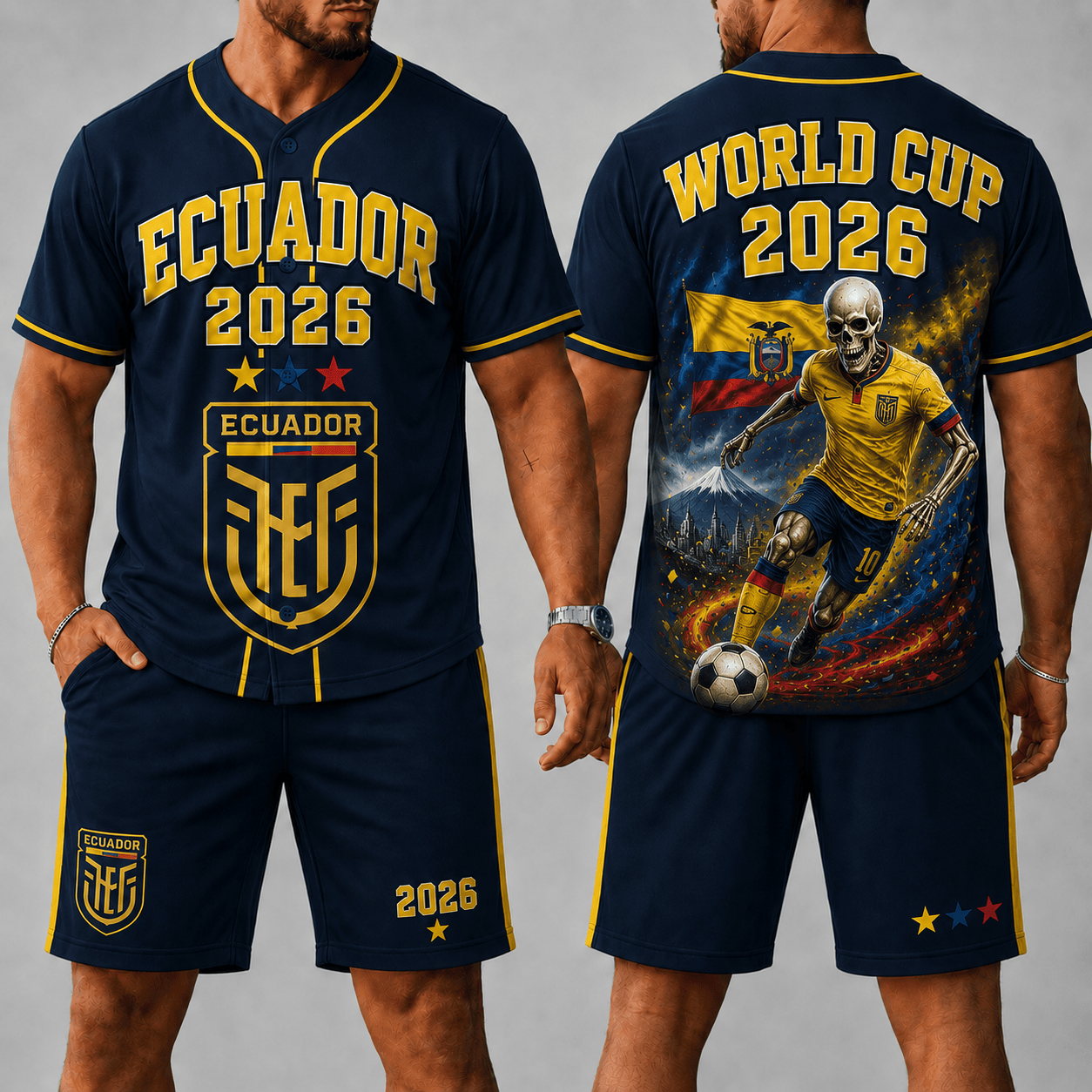 Ecuador WC 26 Skull Jersey Shorts Set
