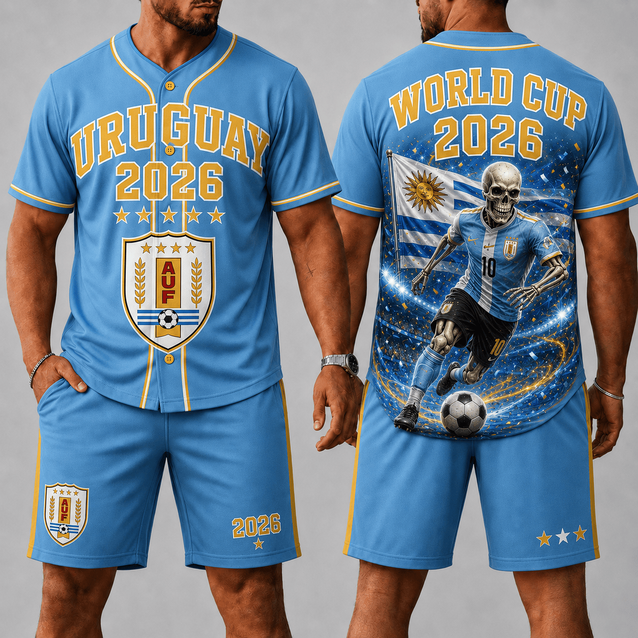 Uruguay WC 26 Skull Jersey Shorts Set