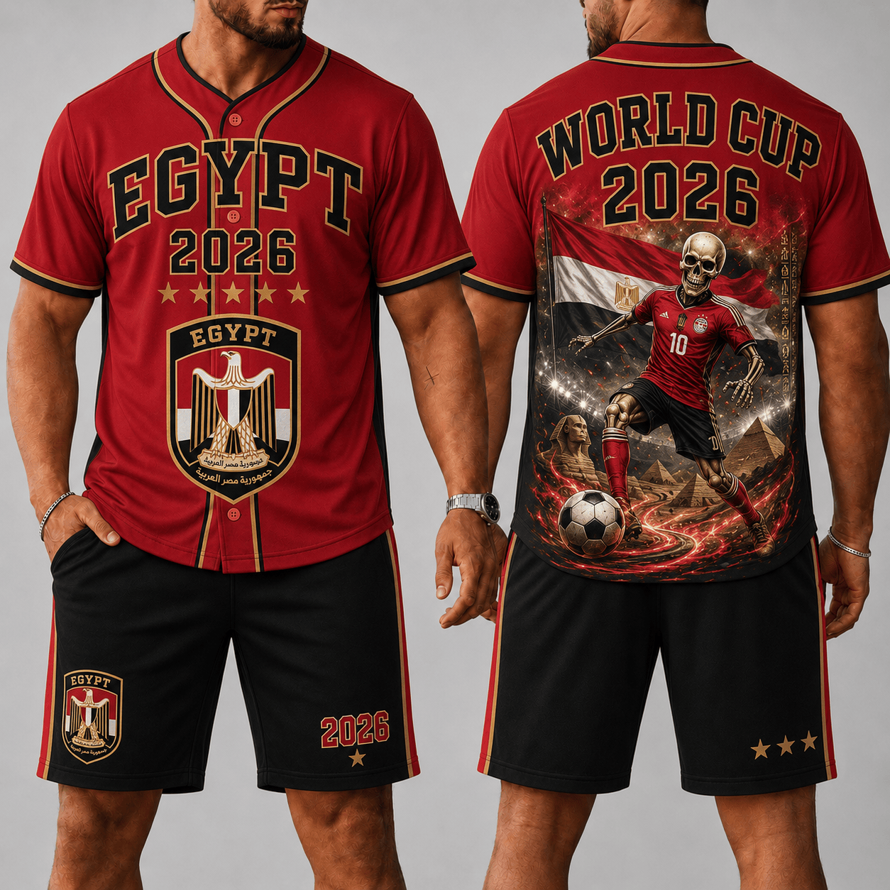 Egypt WC 26 Skull Jersey Shorts Set
