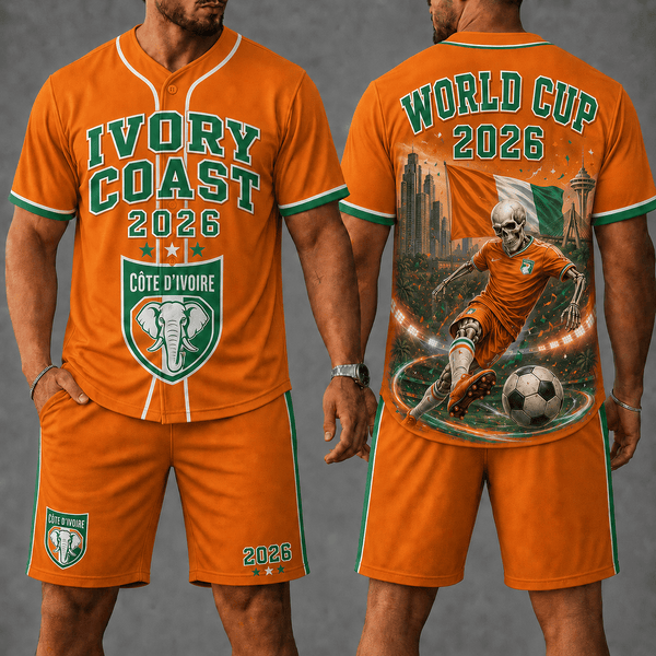 Ivory Coast WC 26 Skull Jersey Shorts Set