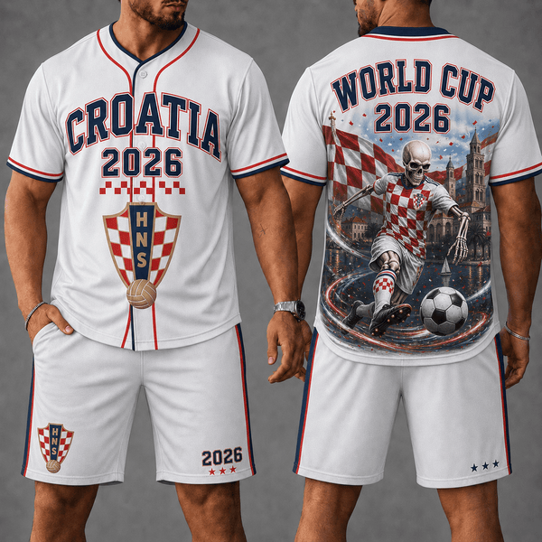 Croatia WC 26 Skull Jersey Shorts Set