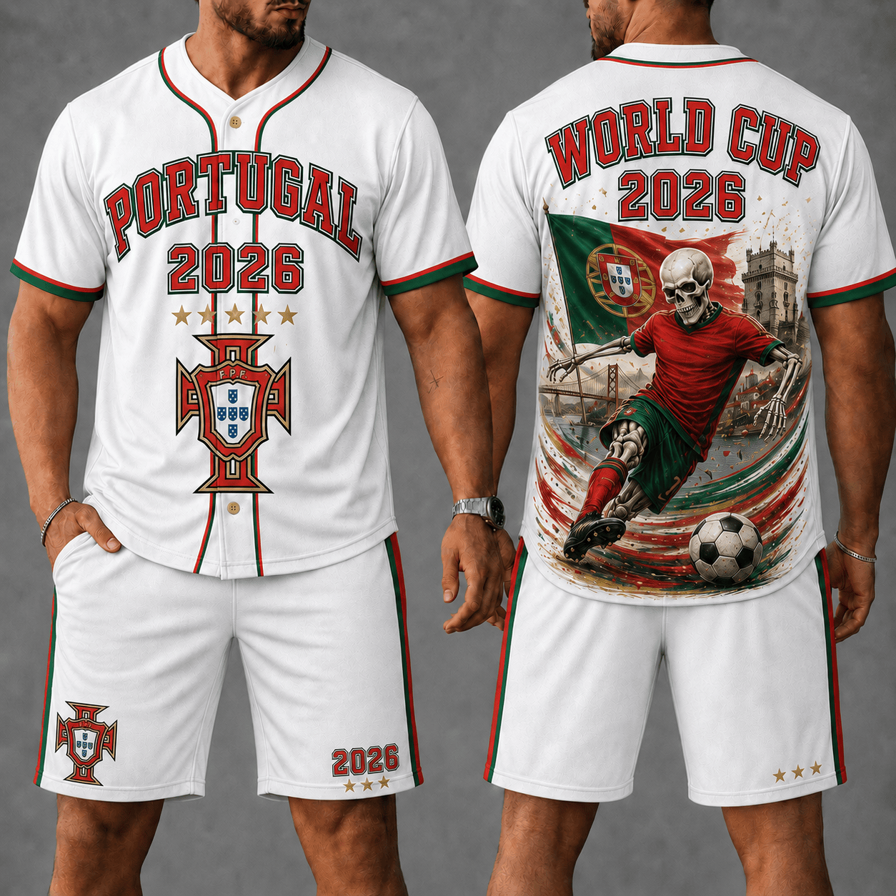 Portugal WC 26 Skull Jersey Shorts Set