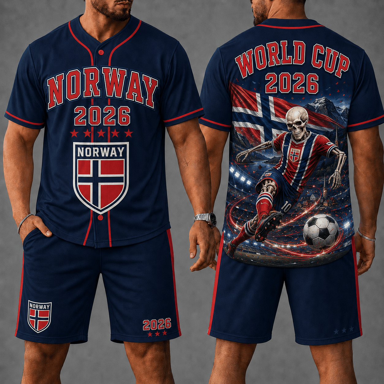 Norway WC 26 Skull Jersey Shorts Set