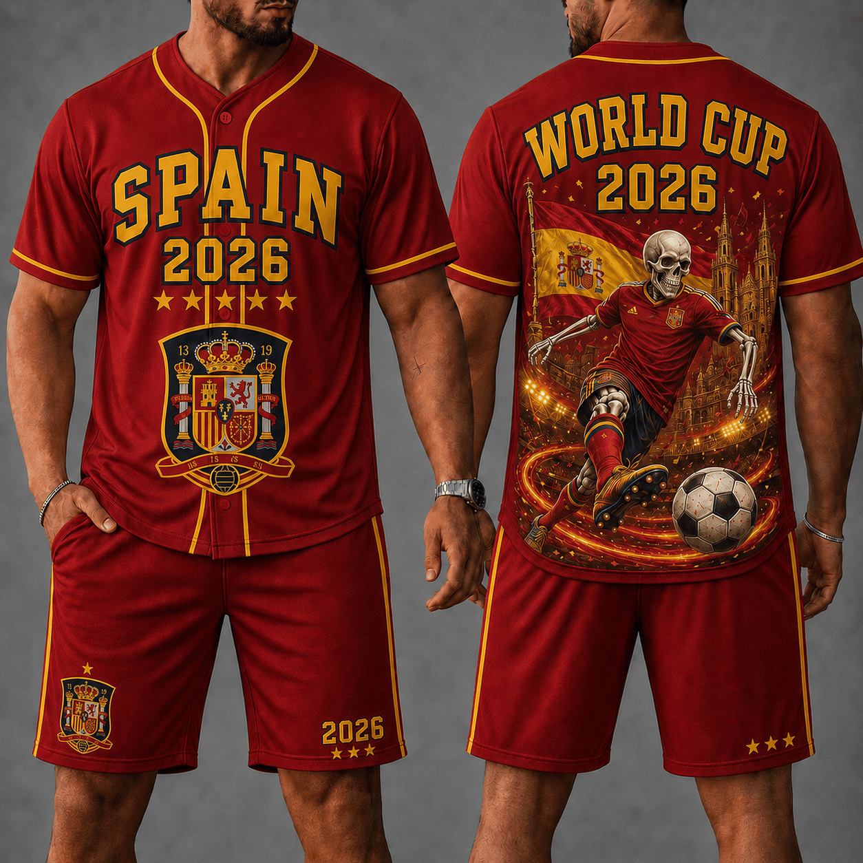 Spain WC 26 Skull Jersey Shorts Set