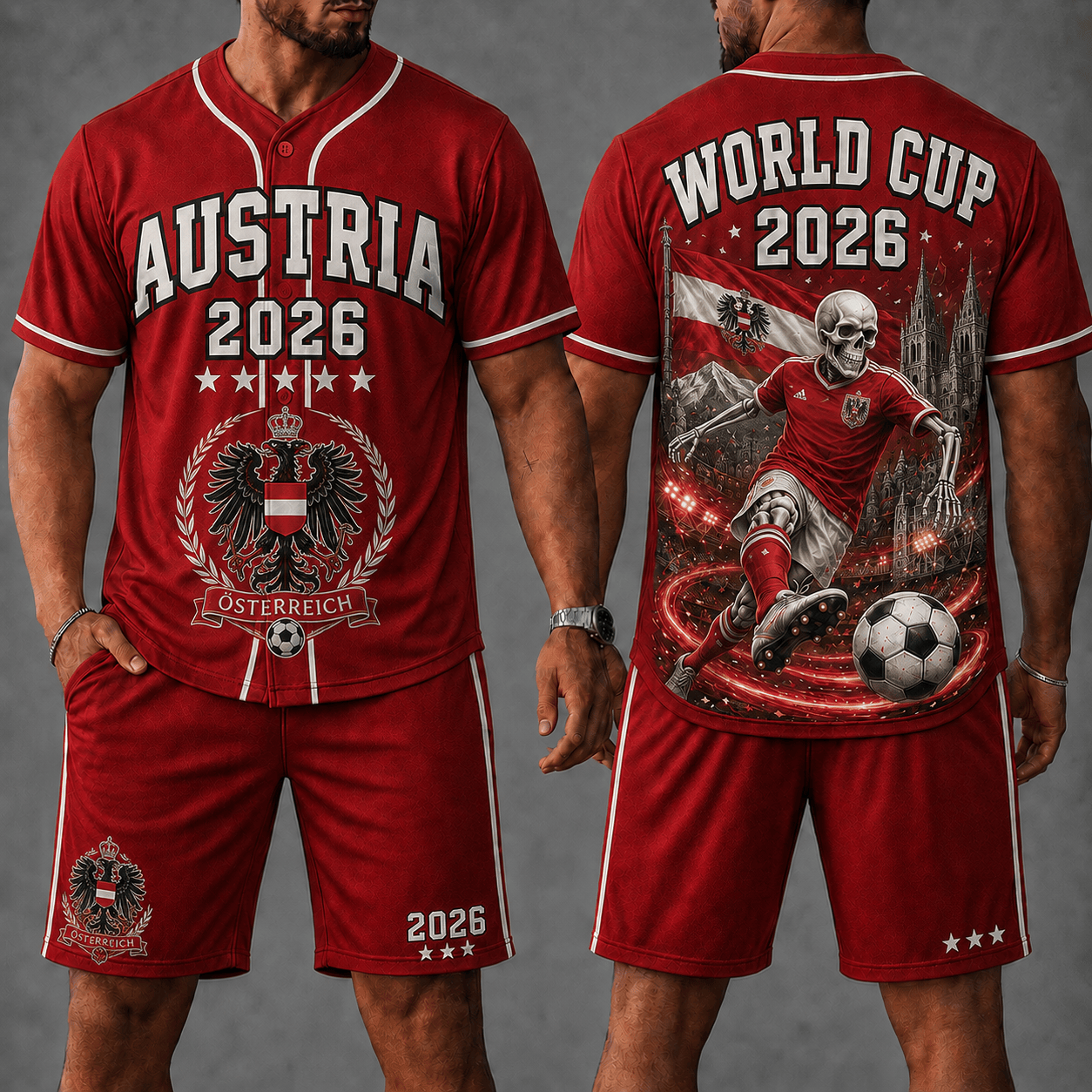 Austria WC 26 Skull Jersey Shorts Set