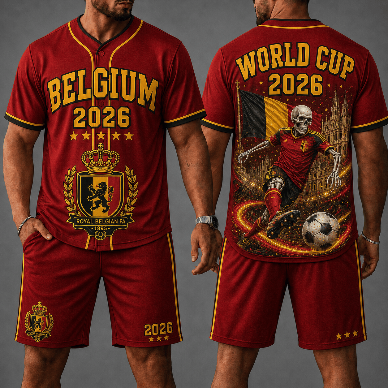 Belgium WC 26 Skull Jersey Shorts Set